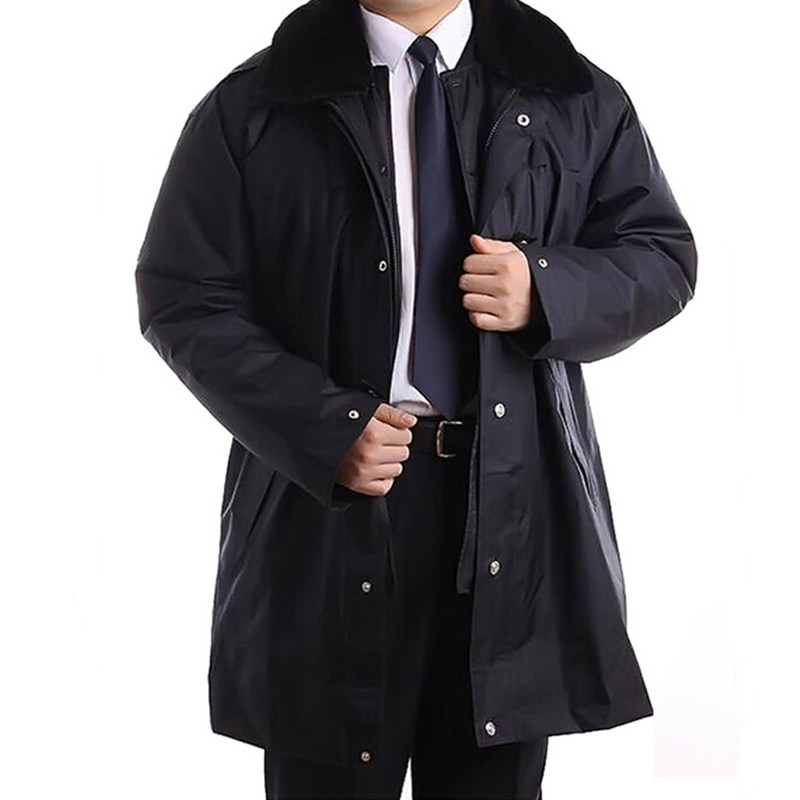 Military Uniform Coat Men's Winter Thickening Medium Long Version Security Multifunction Cashmere Cotton Big Clothes Cold Storage Labor work Anti-cold clothes
