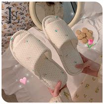 Japan GP 21 new fabric slippers female moon home girl heart ins indoor non-slip cute Cherry Cotton tow