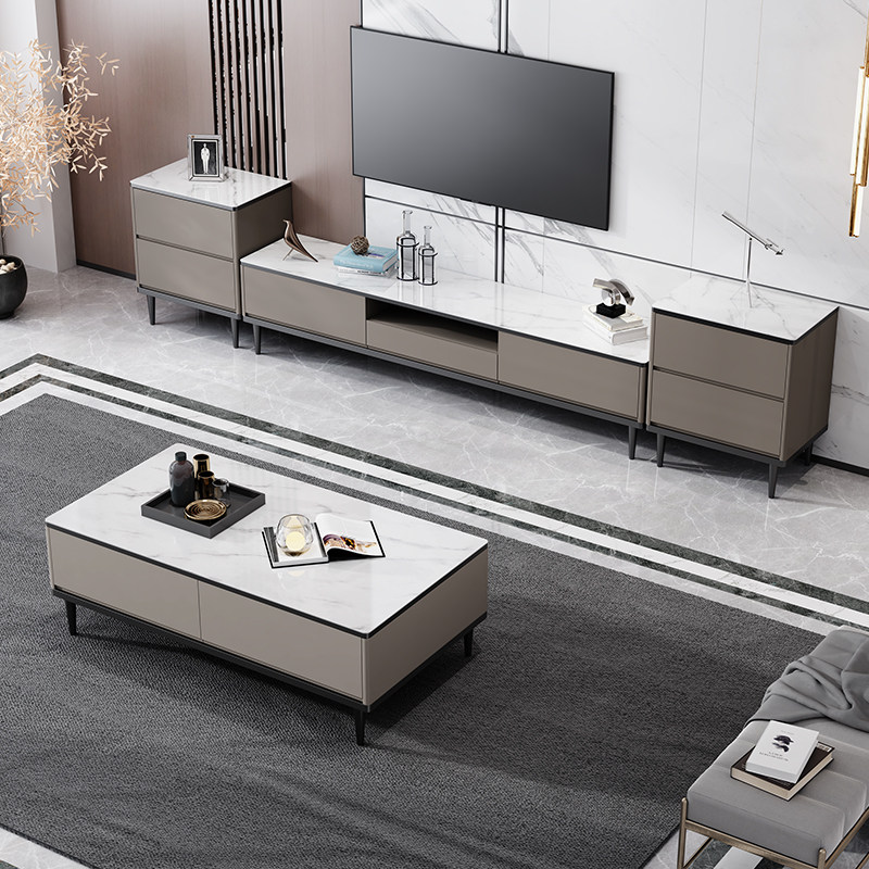 Light extravagant minimalist rock board TV cabinet minimalist modern living room tea table suit combined willfully small family type storage lockers