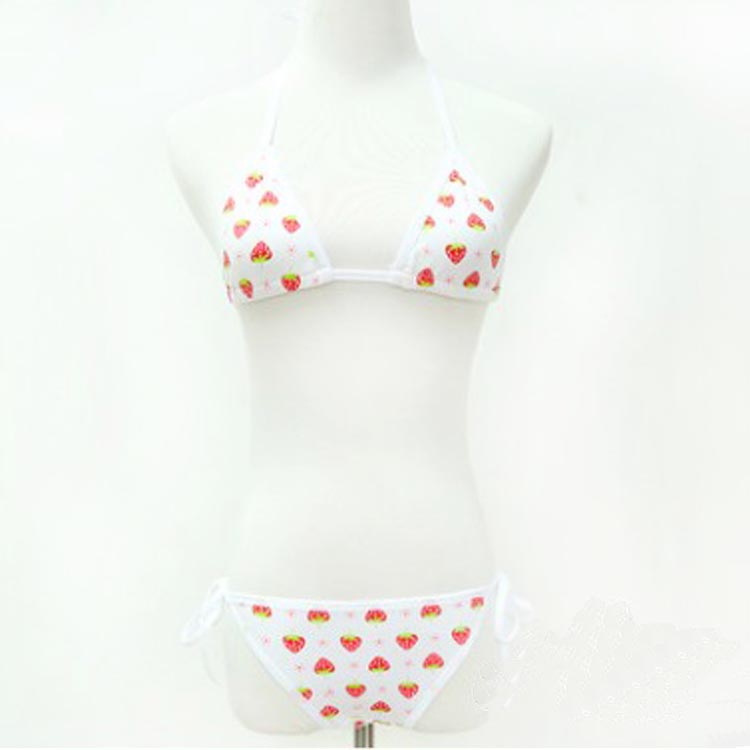 Summer cute bikini strawberry underwear set cute sexy soft girl fat time bound chest bandage cotton girl bra