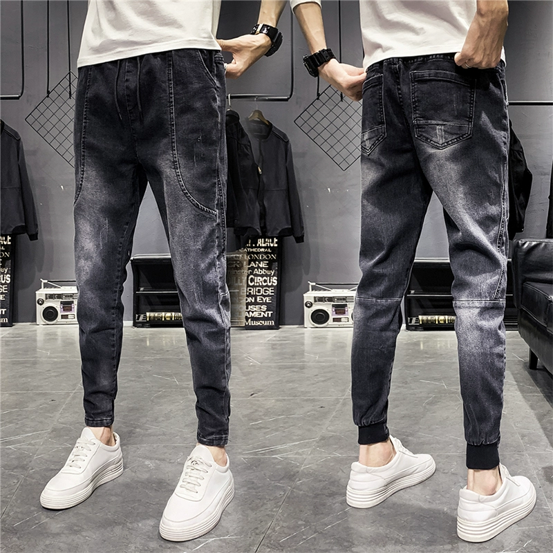 Mùa xuân 9 Nine Jeans nam Quần lửng Hàn Quốc Quần bút chì hợp thời trang Nam giản dị Quần thun eo nam - Quần jean