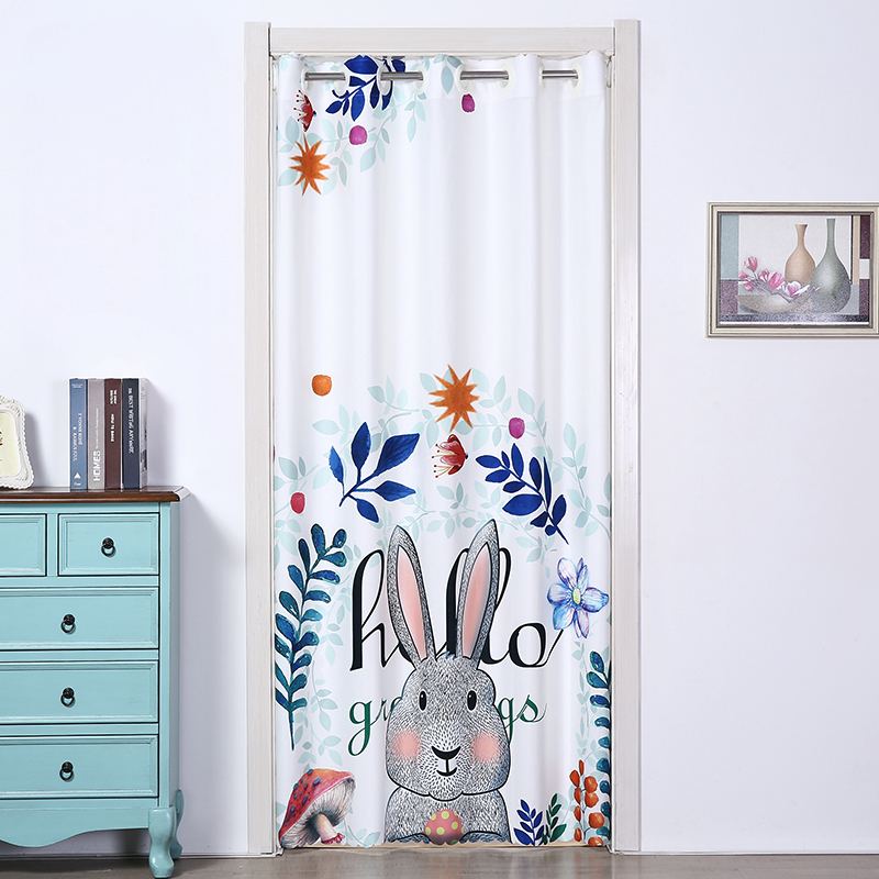 Cartoon Door Curtain Partition Window Free to punch telescopic rods Home Bedroom Wind Screens Hung Curtains Kitchenette dressing room Half-curtain