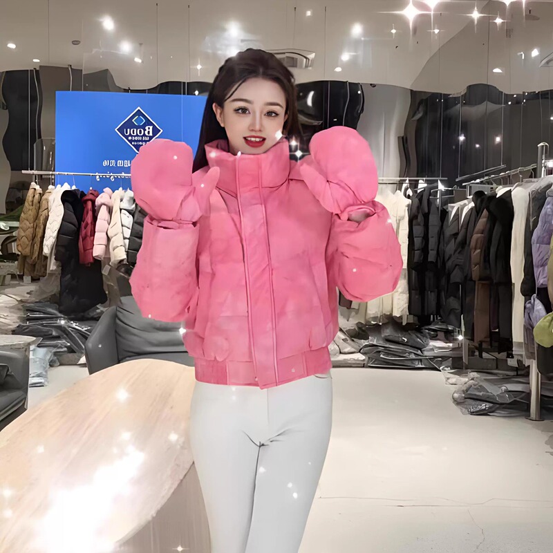 Short Pink down Jacket for Women, 2025 Winter New Style, White Duck Down, Thickened and Warm Puffer Coat, Trendy Short Pink down Jacket for Women, 2025 Winter New Style, White Duck Down, Thickened and Warm Puffer Coat, Trendy