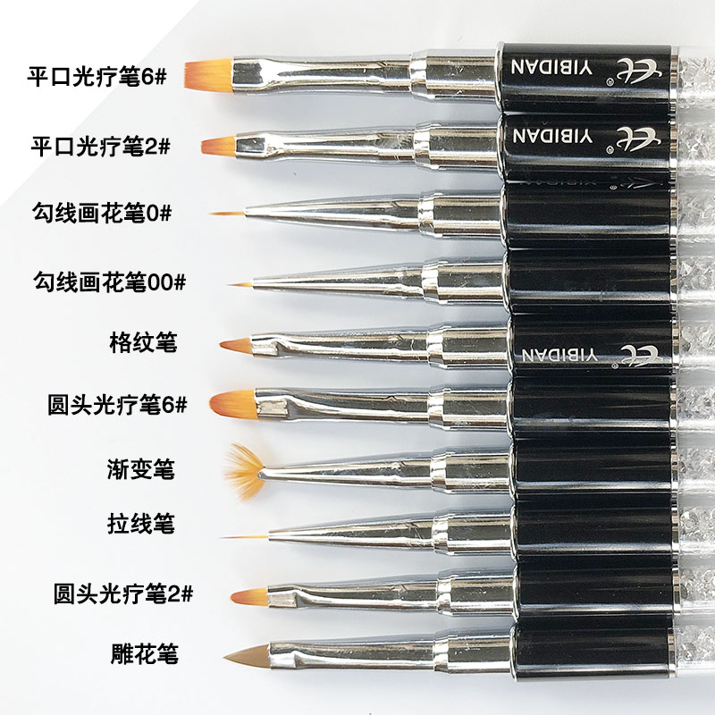 Nail khoan que trị liệu ánh sáng bút vẽ bút vẽ bút hoa bút khắc bút bút tròn đầu bàn chải công cụ cọ bản nail
