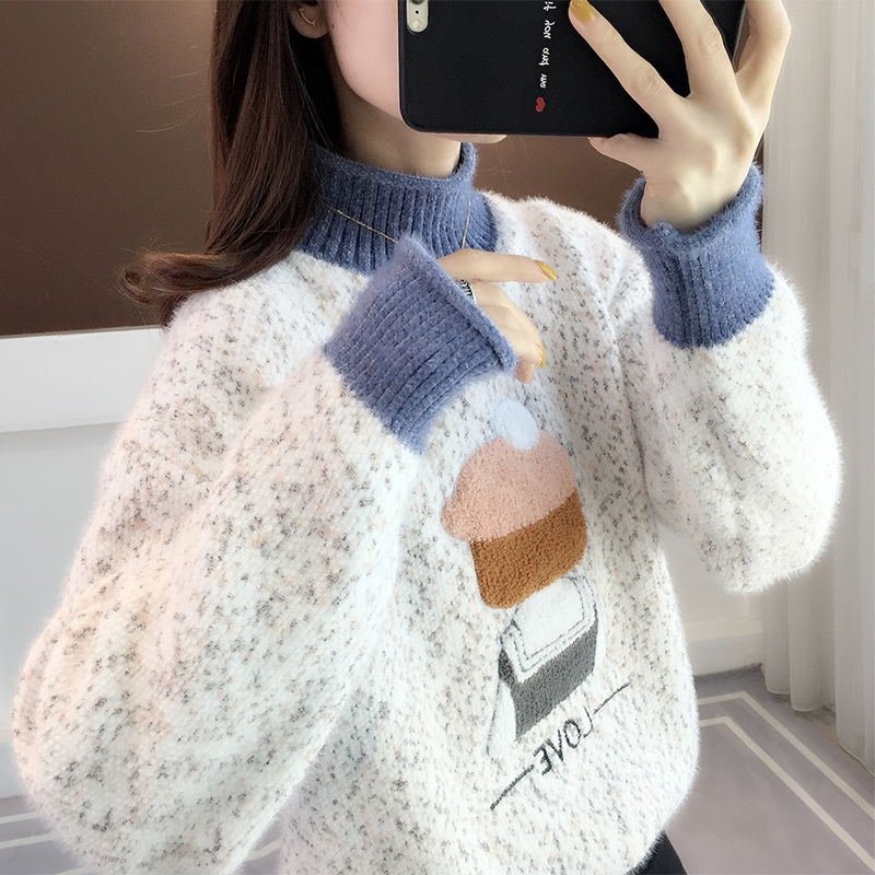 Trendy Autumn and Winter New Style Women's Student Sweater, Loose Fit, Lazy Style Knit Base Shirt, Chenille Thickened Top