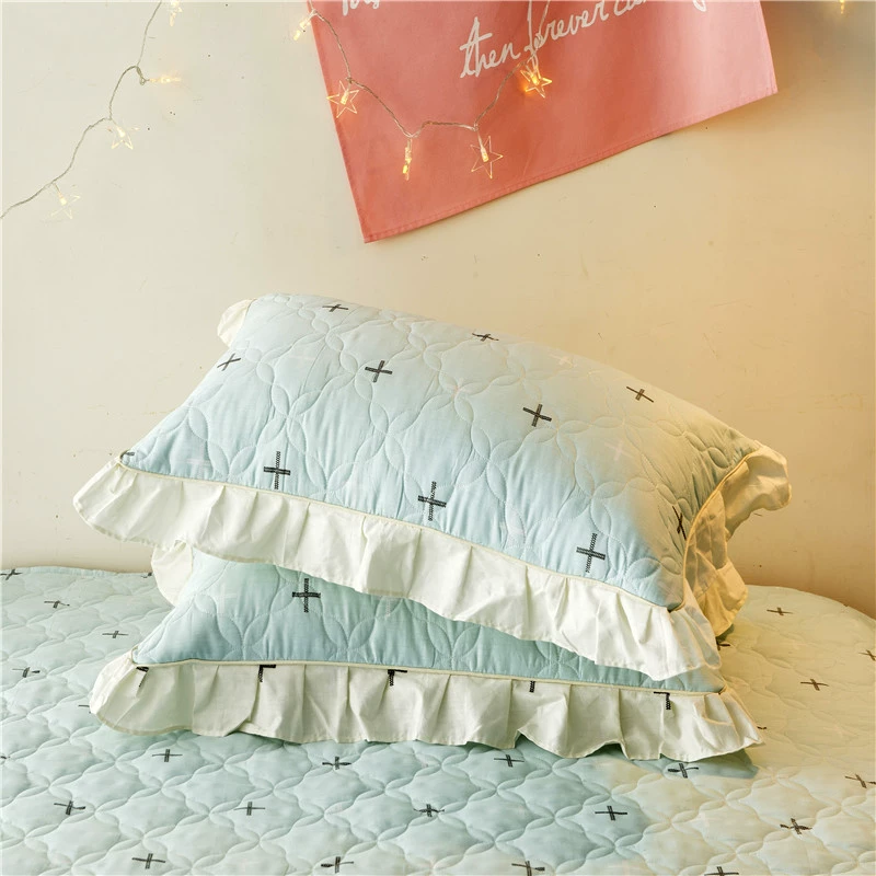 Mới một cặp được nạp dày bông bông gối bông gối gối da ren zippered gối miễn phí vận chuyển - Gối trường hợp