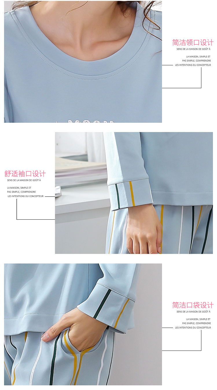 Bộ đồ ngủ nữ mùa xuân và mùa thu cotton dài tay phù hợp với học sinh nữ Hàn Quốc dễ thương có thể mặc trong tháng phục vụ mùa thu thời trang công sở