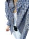 La Chapelle blau kariertes Langarmhemd Damen Herbst und Winter 2025 neuer Stil Lazy Style Hemdjacke Schlankheitsoberteil