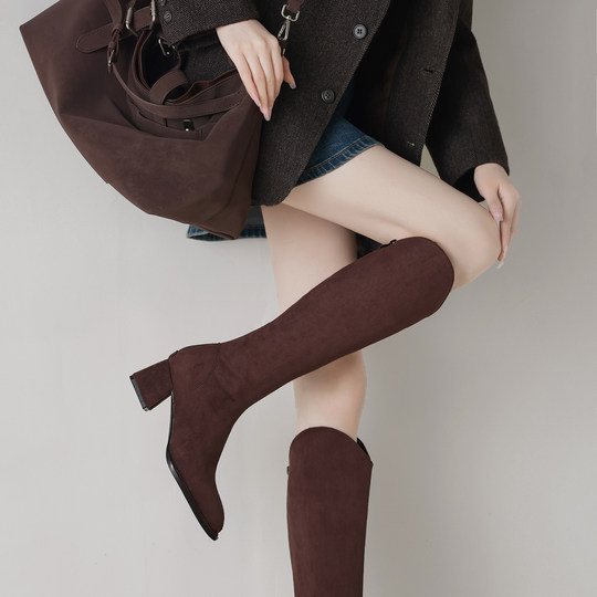 Sheepskin Version of the Super Stylish V-Cut Long Boots for Women, 2025 New Autumn and Winter Elegant High-Heeled High Boots