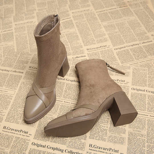 Genuine Leather European and American Style Petite High-Heeled Street Boots for Women 2025 Autumn and Winter Style Elegant and Sophisticated French Slim Boots