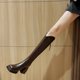 Genuine Leather, Very Stylish, Early Autumn Thick-Soled, Height-Increasing Long Boots for Petite Women, Super Popular, 2025 Autumn and Winter High-Heeled Long Boots