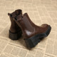 Genuine Leather Thick-Soled Square-Toe Chelsea Short Boots for Women, 2025 New Autumn and Winter Super Popular Style, Perfect for Petite Figures, Stunning Fashion Boots