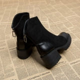 Martens, демисезонные короткие сапоги, коричневые туфли на высоком каблуке, подходят для подростков