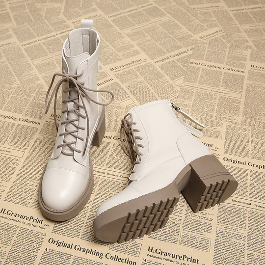 Genuine Leather Super Cool Early Autumn High-Heeled Martin Boots for Women, Spring and Autumn Single Boots, 2025 Hot Style, Super Popular Chunky Heel Autumn and Winter Short Boots for Women