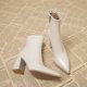 Genuine Leather, Very Stylish and Fashionable High-Heeled Short Boots for Women, 2025 Autumn and Winter New Style, European and American Style, White Elegant High-Heeled Shoes