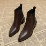 Martens, осенние короткие сапоги, ботильоны, коричневые челси, 2023, французский стиль