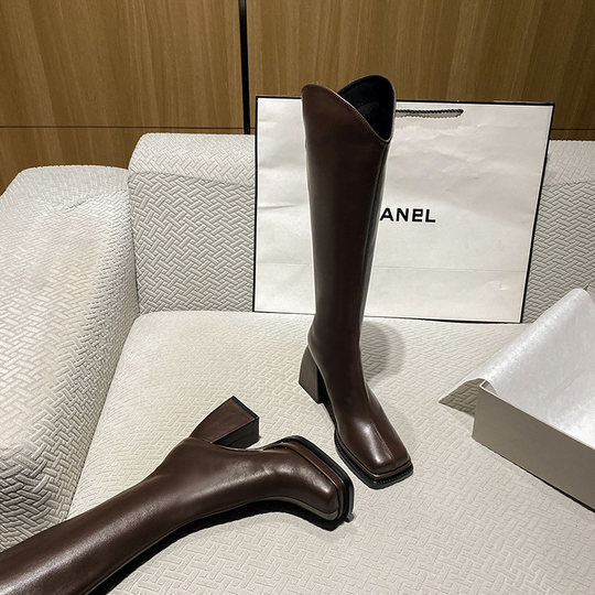 Genuine Leather, Very Stylish, Early Autumn Thick-Soled, Height-Increasing Long Boots for Petite Women, Super Popular, 2025 Autumn and Winter High-Heeled Long Boots