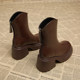 Genuine Leather Platform High-Heeled Super Popular Short Boots for Women, Trendy in 2025 Autumn and Winter, New European and American Style Thick-Soled Boots