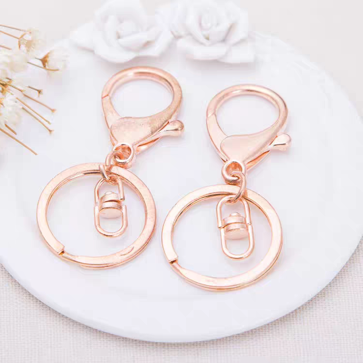 Lobster Clasp Accessories Keychain Three-Piece Set Bag Hanging Buckle Metal Key Ring Jewelry Accessories Rose Gold Stainless Steel