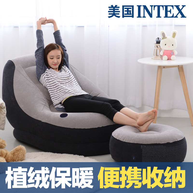 INTEX Inflatable Sofa Bedroom Home Single Air Cushion Bed Outdoor Casual Sloth Chair Easy Inflatable Sofa