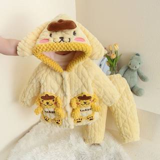 婴儿耳朵兔加厚冬季睡衣女宝宝0一1岁三层夹棉3男孩加绒5保暖套装