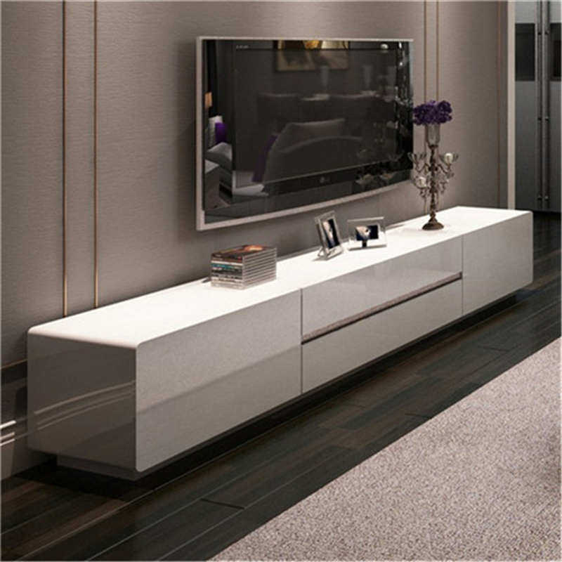 Piano Baking Lacquered White TV Cabinet Tea Table Combination Minima Modern Living-room Home TV Cabinet Ground Cabinet Short Cabinet