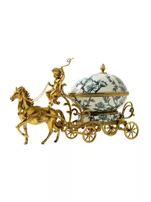 European-style American living room porch creative horse cart high-end luxury ceramic with copper fruit plate jewelry storage box ornaments