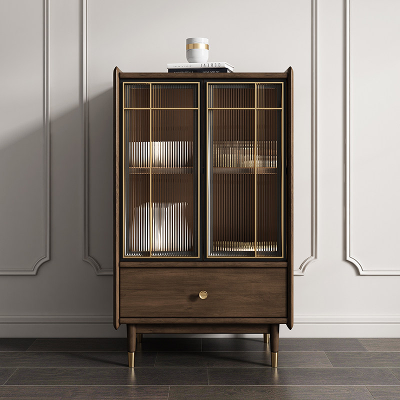 Retro light luxury solid wood sideboard storage cabinet modern small apartment storage cabinet medium ancient wabi-sabi wind storage tea cabinet
