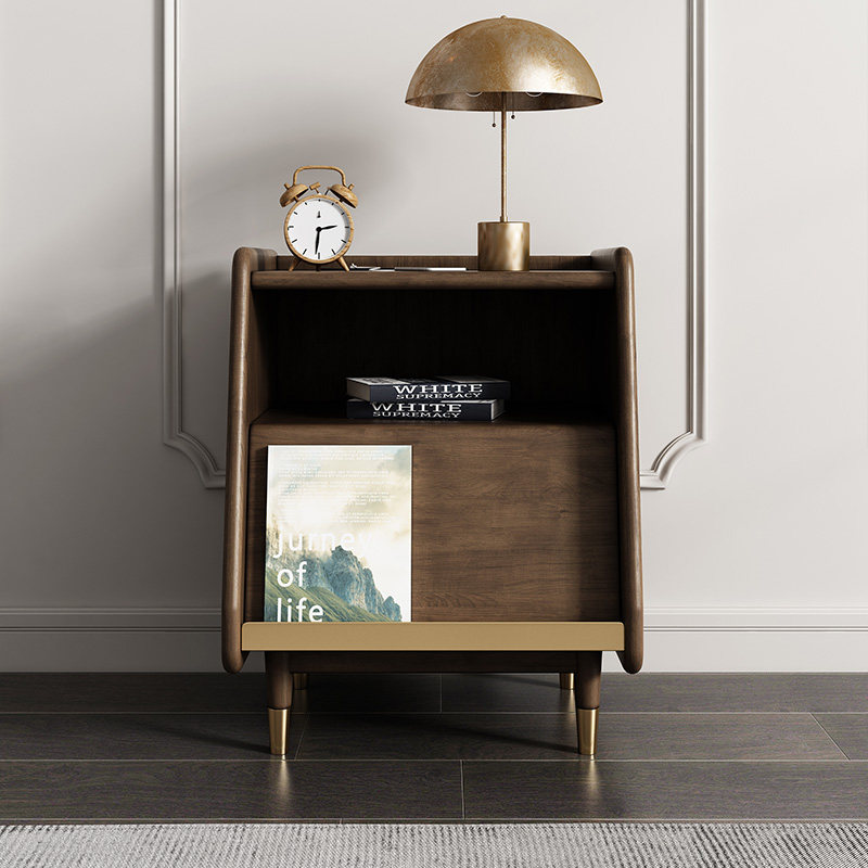 Retro wabi-sabi style all solid wood bedside table bedroom storage side cabinet home medieval industrial style light luxury storage bucket cabinet