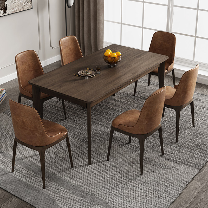 Medieval all solid wood dining table and chair combination retro wabi-sabi wind small apartment boxwood rectangular household dining table