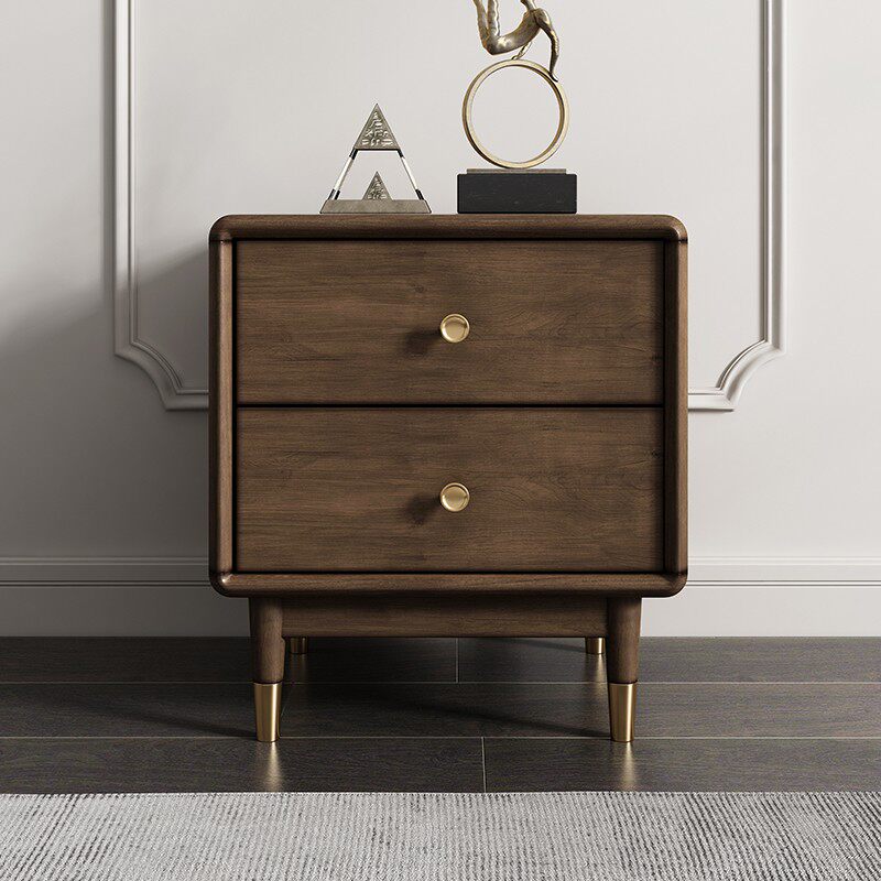 Medieval all solid wood bedside table small apartment bedside table minimalist retro wabi-sabi style bedroom boxwood storage drawer