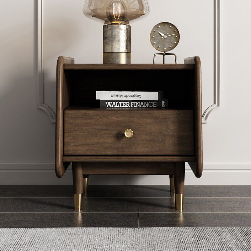 Medieval all solid wood bedside table simple bedside cabinet small bedroom retro wabi-sabi wind boxwood drawer storage cabinet