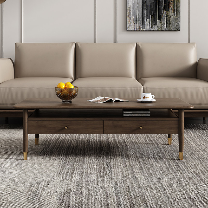 Retro solid wood tea table small family type Middle Ages Silence Wind Tea Table Home Living Room Light Lavish Modern Yellow Poplar Wood Small Tea Table 