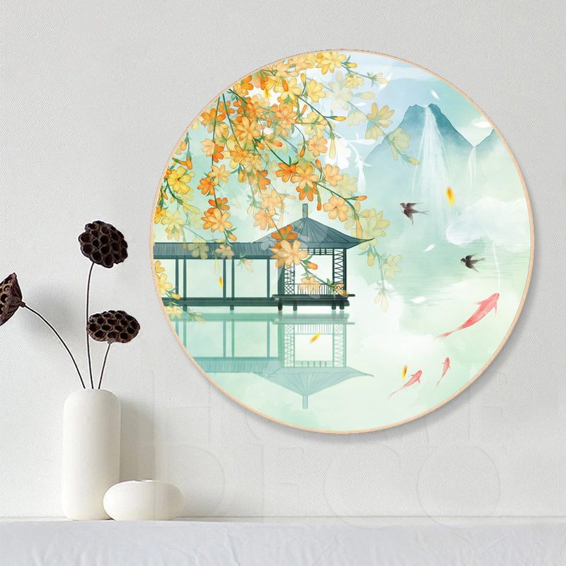 Spring-meaning cross-stitch with small pieces simple embroidered 2022 new living room ancient wind Xuanguan Feng Shui bedroom handmade household