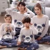 Bộ đồ ngủ cha mẹ trẻ em mùa thu dài tay cotton gia đình ba bộ đồ ngủ hoạt hình lợn pecs mẹ và con gái phục vụ nhà mùa đông đồ bộ mặc nhà pijama Cha mẹ và con