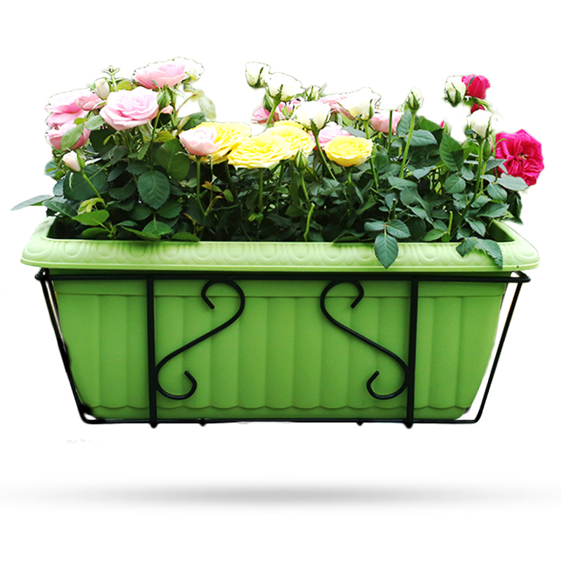 Alice flower pot wall-mounted balcony iron frame set rectangular large plastic Alice multi-length vegetable pot