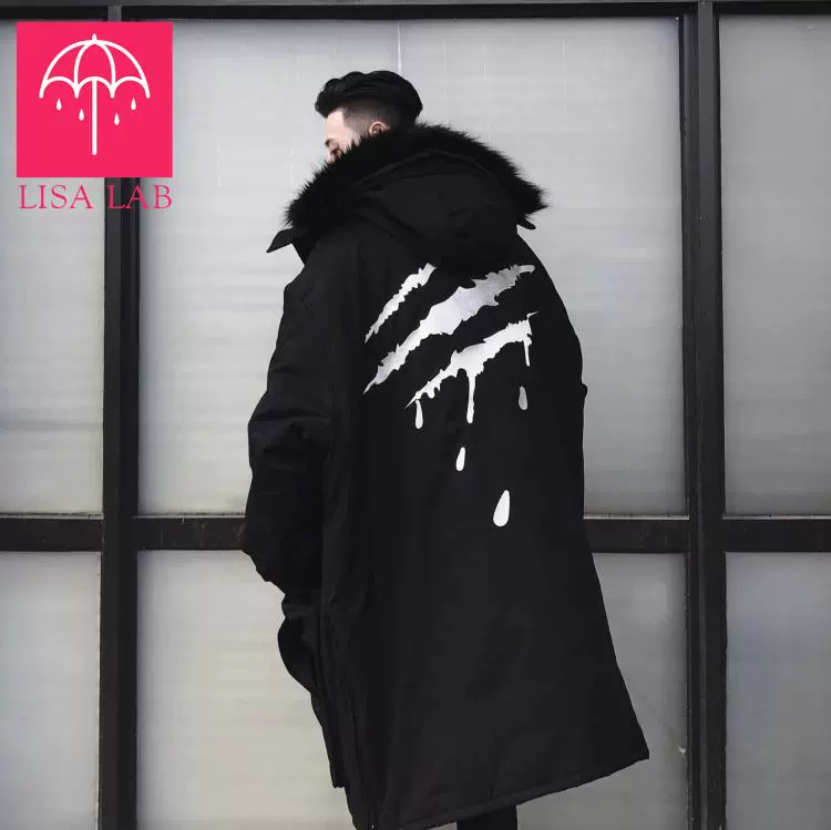 LISA National Tide SuaMoment Generation Blood Claw Scratch Thêu lông thú Cổ áo khoác bông Áo khoác Coat Núi điêu khắc - Bông