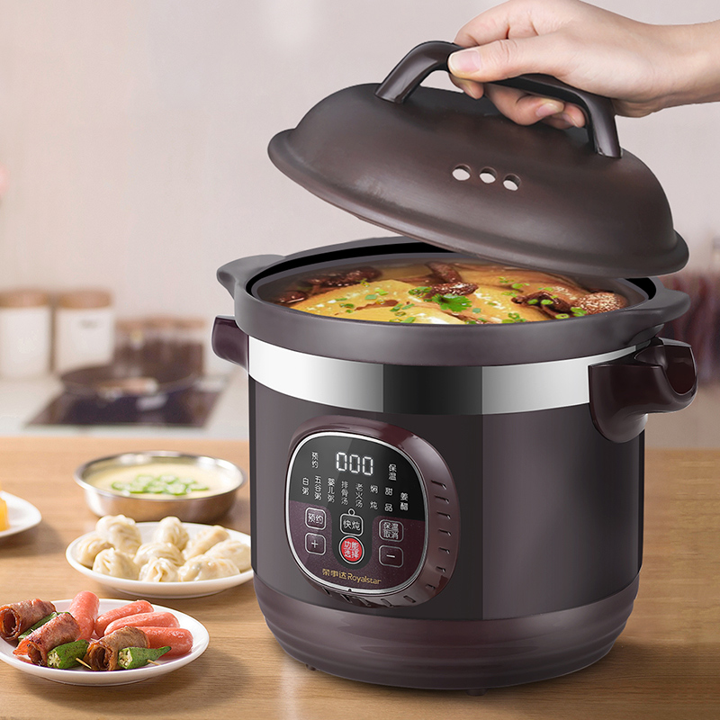 Boom Da electric saucepan purple casserole boiler soup pot household fully automatic ceramic plug-in electric electric ton stay slow and simmer 3L