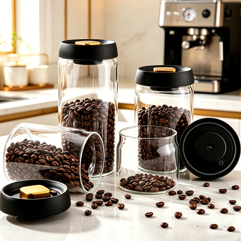 Coffee Bean Sealed Jar, Food-Grade Vacuum Tea and Tangerine Peel Storage Jar, Special Storage Jar, High-Value Glass Bottle Coffee Bean Sealed Jar, Food-Grade Vacuum Tea and Tangerine Peel Storage Jar, Special Storage Jar, High-Value Glass Bottle