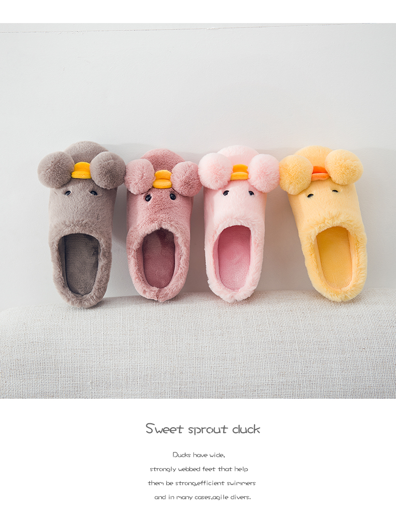 Dép cotton nữ dễ thương nhà dày mùa đông phiên bản Hàn Quốc của túi hoạt hình với giày mặt trăng đôi lông thú trong nhà giày cotton chống trượt dép nhựa đi trong nhà vệ sinh