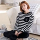 Mùa đông cộng với phân bón XL đồ ngủ flannel dày phù hợp với phụ nữ 200 pounds chất béo mm thêm bộ đồ ngủ lông cừu san hô lớn