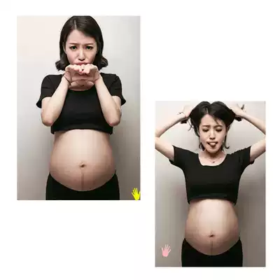 Pregnant women take pictures, yoga clothes, running T-shirts, sports tops, women's short sleeves, thin and exposed navel, sexy pure cotton