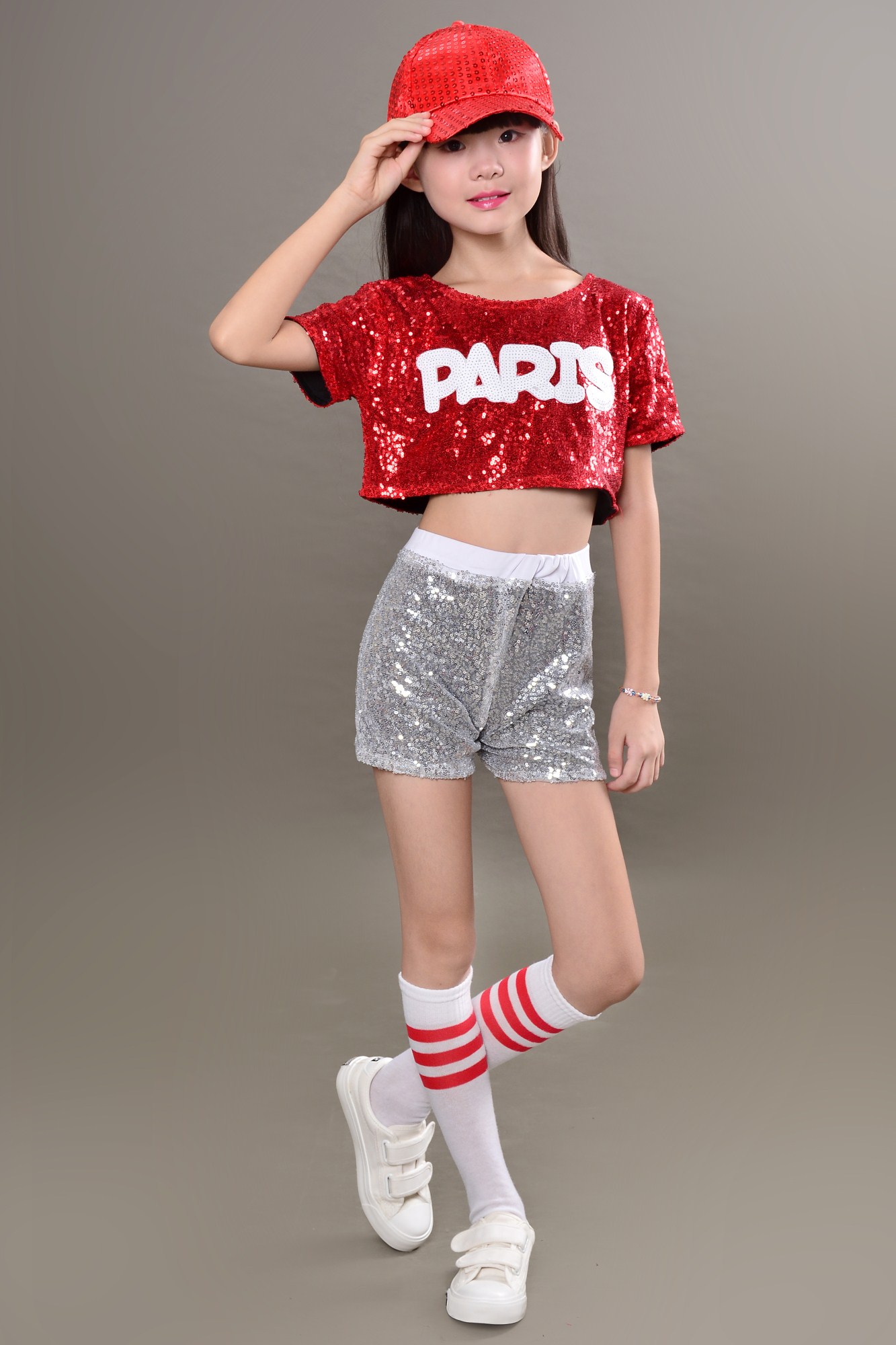 Bộ đồ nhảy jazz của trẻ em phù hợp với đội cổ vũ hip hop trang phục hip hop nữ sinh đường phố nhảy hiện đại thời trang cho bé