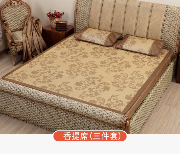 Huang rừng cổ Shanti mat mat mat 1,8 m cao cấp bóng loáng giường ba mảnh mat mat cổ điển mô hình kỷ niệm - Thảm mùa hè chiếu tre cao cấp