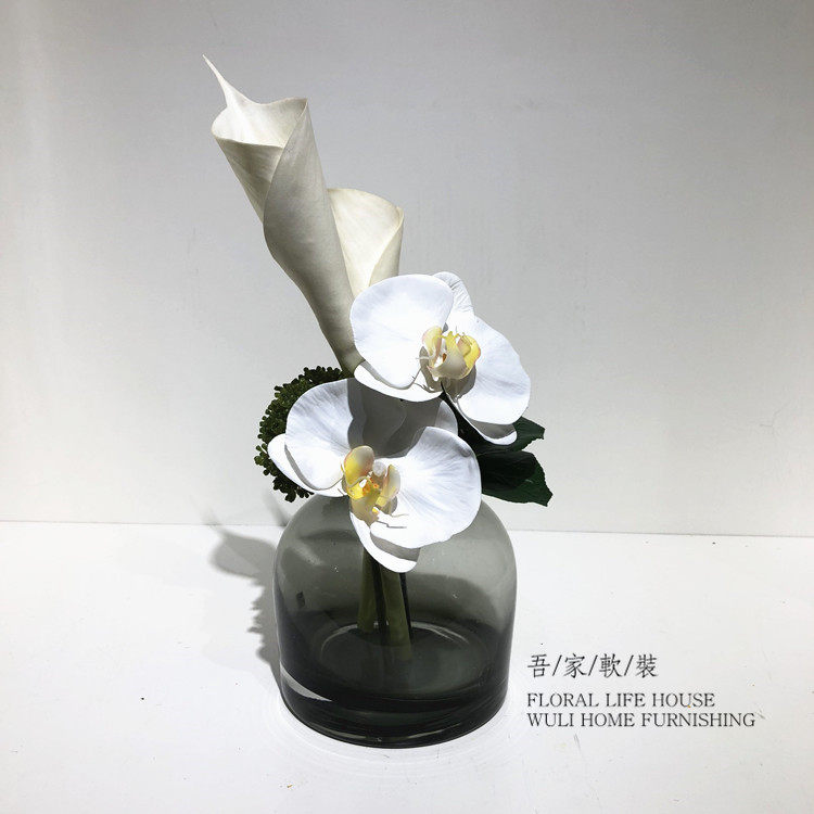 Modern new Chinese emulated floral art small suit of tea table Living room Xuanguancabinet Bathroom Handmade Flower Art Pendulum
