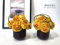 Modern new Chinese simulation silk flower flower set model room living room table bathroom bookcase decoration fake flower decoration