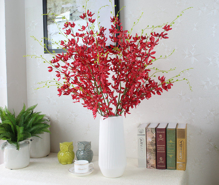 Dancing Lan Emulation Flower Single Branch Fake Flower Silk Flower Stone Sloping Land Fake Flowers Living-room Floor Red Giddy Blue Emulation Floral Art