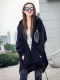 Hồng Kông phụ nữ rhinestone mùa xuân và mùa thu giữa áo len dài giải trí áo hoodie lỏng phía trước ngắn và dài trở lại áo khoác không đều - Áo len