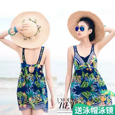 DK swimsuit women's 2021 new thin belly cover hot spring gathered skirt one-piece conservative hot spring swimsuit Korean summer