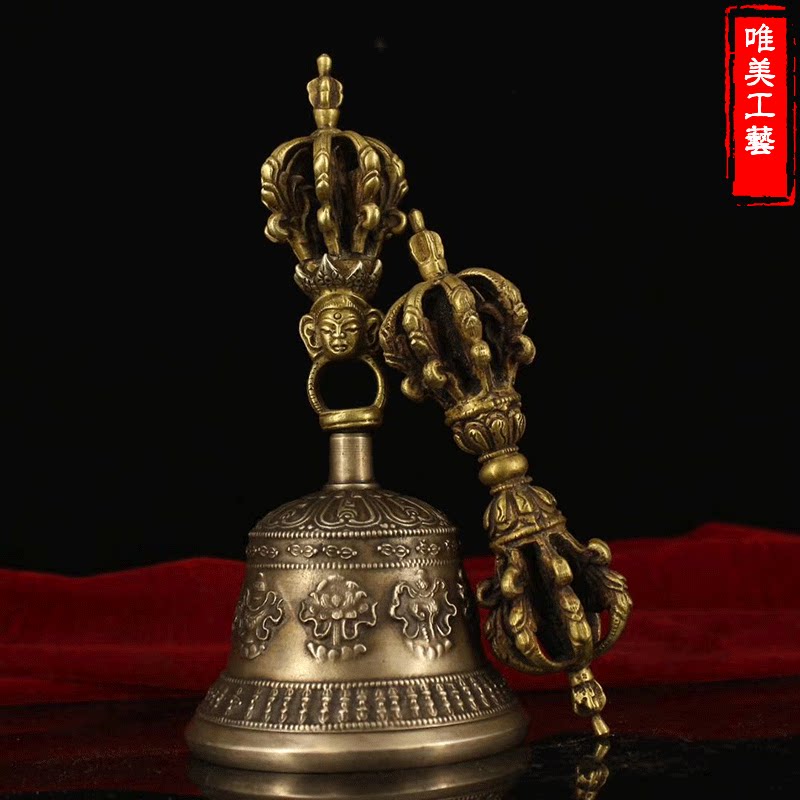 Nepalese copper method bell and pestle pure copper King Kong bell and pestle Tibetan secret method tantric five-cobalt pestle repair method sent to the master boutique